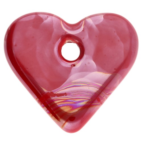 Pendentif cœur 21x23 mm en céramique - Marbré Rouge x1