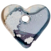 Pendentif cœur 21x23 mm en céramique - Marbré Bleu - Blanc x1
