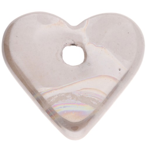 Pendentif cœur 21x23 mm en céramique - Marbré Ivoire x1