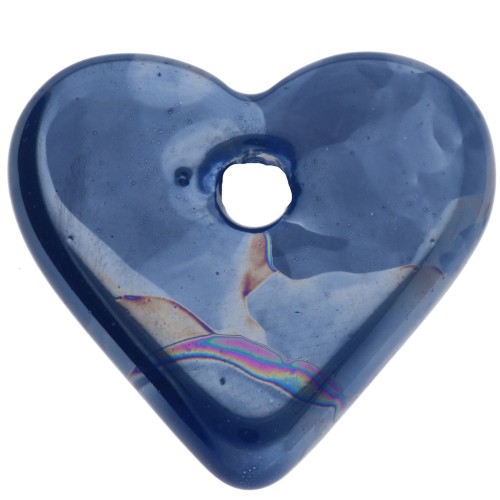 Pendentif cœur 21x23 mm en céramique - Marbré Bleu foncé x1