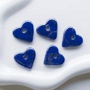 Pendentif cœur 21x23 mm en céramique - Marbré Bleu foncé x1