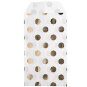 Pochette en papier 8x13 cm - motif pois - Blanc - Doré x1