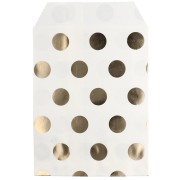 Pochette en papier 10x13 cm - motif pois - Blanc - Doré x1