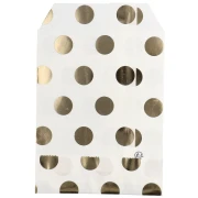 Pochette en papier 10x13 cm - motif pois - Blanc - Doré x1