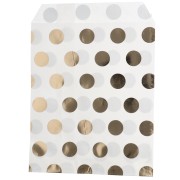 Pochette en papier 13x16 cm - motif pois - Blanc - Doré x1|raw }}