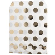 Pochette en papier 13x16 cm - motif pois - Blanc - Doré x1
