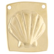 Pendentif intercalaire irrégulier 32x28 mm - coquillage Doré à l'or fin Bleu x1