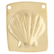 Pendentif intercalaire irrégulier 32x28 mm - coquillage Doré à l'or fin Bleu x1