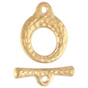 Fermoir T rond martelé 13 mm - Doré à l'or fin x1