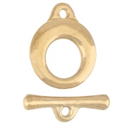 Fermoir T rond martelé 13 mm - Doré à l'or fin x1