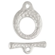 Fermoir T rond martelé 13 mm - Placage Argent fin vieilli x1