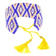 Bracelet tissé en perles motif navajo 28 mm Cobalt/Jaune