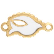 Intercalaire oiseau 20x10 mm avec résine époxy - Doré à l'or fin - Blanc x1|raw }}