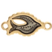 Intercalaire oiseau 20x10 mm avec résine époxy - Doré à l'or fin - Gris bleu x1|raw }}