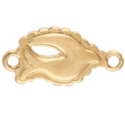 Intercalaire oiseau 20x10 mm avec résine époxy - Doré à l'or fin - Gris bleu x1