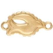 Intercalaire oiseau 20x10 mm avec résine époxy - Doré à l'or fin - Gris bleu x1
