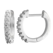 Créoles rondes fines 14 mm avec oxydes de Zirconium - Placage Argent fin x2