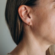 Créoles rondes fines 14 mm avec oxydes de Zirconium - Placage Argent fin x2