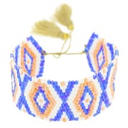 Bracelet tissé en perles motif navajo 28 mm Light Peach/Sand|raw }}