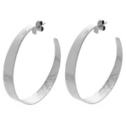 Créoles larges ouvertes martelées 47 mm - Placage Argent fin x2|raw }}