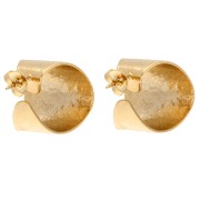Créoles larges ouvertes martelées 19 mm - Doré à l'or fin x2
