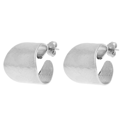 Créoles larges ouvertes martelées 19 mm - Placage Argent fin x2