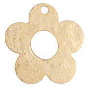 Breloque fleur martelée 16 mm - Doré à l'or fin x1