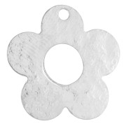 Breloque fleur martelée 16 mm - Placage Argent fin x1