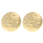 Clous d'oreilles ronds 20 mm effet clouté - Doré à l'or fin x2