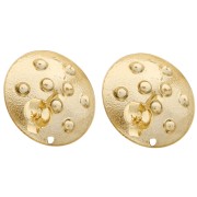 Clous d'oreilles ronds 20 mm effet clouté - Doré à l'or fin x2