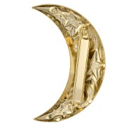 Broche demi lune 45.5x26.5 mm motif astral - avec 3 trous - Doré à l'or fin x1