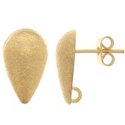 Clous d'oreilles goutte diamantée 14x8 mm - anneau ouvert - Doré x2