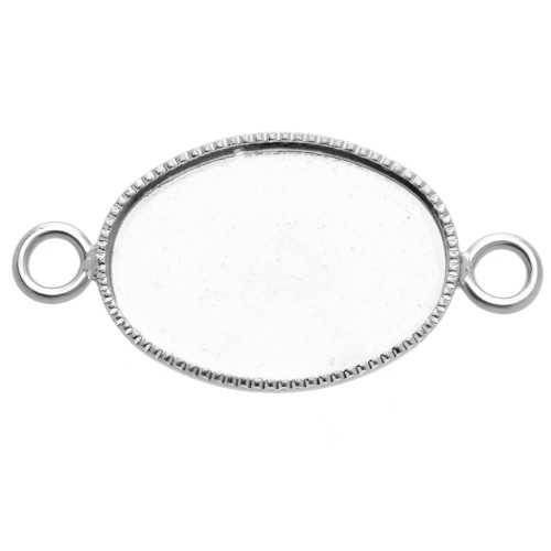 Intercalaire serti pour cabochon ovale fond plat 14x10 mm - Argenté x1