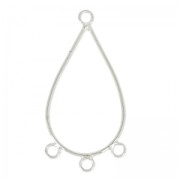 Intercalaire/Chandelier 3 anneaux forme goutte 42 mm Placage Argent fin x2|raw }}