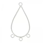Intercalaire/Chandelier 3 anneaux forme goutte 42 mm Placage Argent fin x2