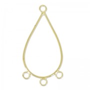 Intercalaire/Chandelier 3 anneaux forme goutte 42 mm doré à l'or fin x2