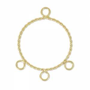 Intercalaire/Chandelier 3 anneaux forme ronde 30 mm doré x2