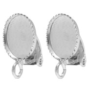 Clips d'oreilles pour cabochon ovale 10x8 mm avec anneau ouvert - Argent 925 x2
