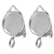 Clips d'oreilles pour cabochon rond 8 mm avec anneau ouvert - Argent 925 x2|raw }}