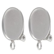 Clips d'oreilles pour cabochon ovale 14x10 mm avec anneau ouvert - Argent 925 x2|raw }}