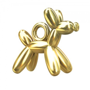 Breloque chien ballon 10 mm en Argent 925 doré à l'or fin x1