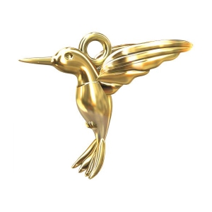 Breloque colibri 13 mm en Argent 925 doré à l'or fin x1