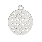Breloque ronde ajourée fleur 15 mm en Argent 925 x1