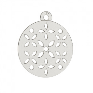 Breloque ronde ajourée fleur 15 mm en Argent 925 x1