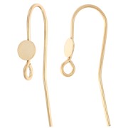 Crochet d'oreilles 20 mm et disque pour cabochon 5 mm - Argent 925 Doré Or fin x2|raw }}