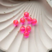 Perles rondes irrégulières facettées 8 mm résine transparente - Rose fluo x8
