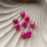 Perles rondes irrégulières facettées 8mm résine translucide Rose fuchsia Marbré x8