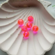 Perles rondes irrégulières facettées 10 mm résine transparente - Rose fluo x6