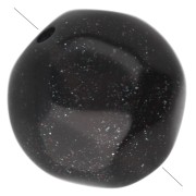 Perles rondes irrégulières facettées 10 mm résine opaque - Noir pailleté x6