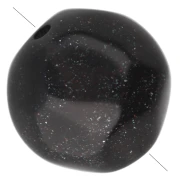 Perles rondes irrégulières facettées 10 mm résine opaque - Noir pailleté x6